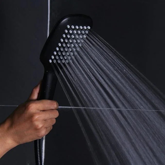 HONGTONGSOWER Matte Black Handheld Shower Head with Long Hose and Brass Holder All Metal Hand Held Shower Head High Pressure Handheld Shower Head Set - ModernBath