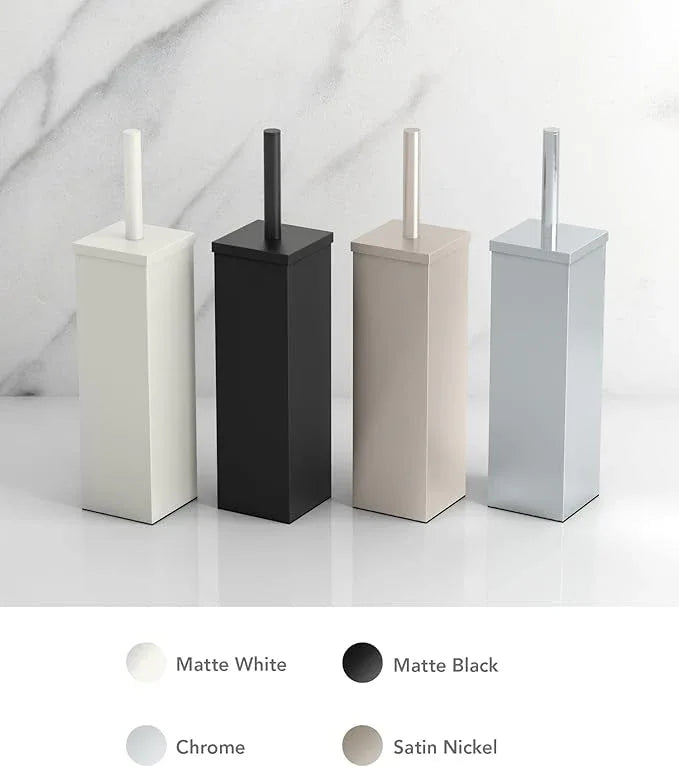 Gatco 1488W Elegant Square Toilet Brush Holder, Matte White - ModernBath