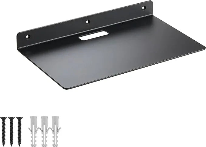 16 Inch Floating Shelves for Wall, Black Wall Mounted Small Shelves - Space-Saving Storage & Decor for Bathroom, Living Room, Bedroom, Kitchen,Outdoor Balcony,Terrace - ModernBath