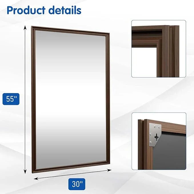 WEER Retro Copper Bathroom Mirror, 55x30 Inch Bronze Oil Rubbed Framed Mirror, Rectangle Classic Vintage Framed Wall Mirror, Farmhouse Vanity Mirror, Tempered Glass, Vertically or Horizontally - ModernBath