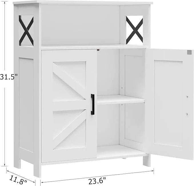 Homhedy Farmhouse Bathroom Storage Cabinet with 2 Doors, Toilet Paper Cabinet with Adjustable Shelves, Small Bathroom Cabinet for Kitchen/Laundry/Living Room, 11.8 x 23.6 x 31.5 Inches, White - ModernBath