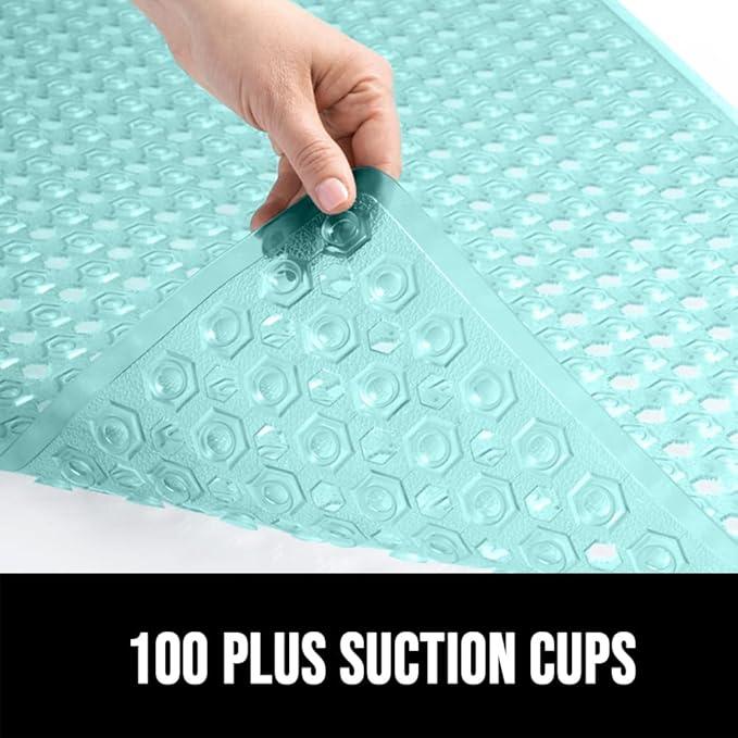 GORILLA GRIP Patented Square Shower Stall Mat, Small Bathtub Floor Mats for Stand Up Showers with Suction Cups and Drainage Holes, Machine Wash, Soft on Feet, Bathroom Accessories 21x21 Inch, Green - ModernBath