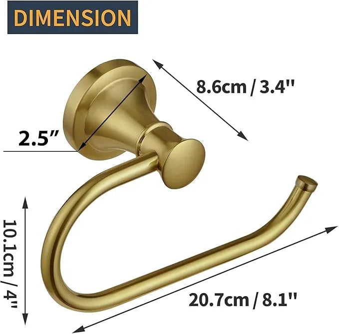 BESy Brushed Gold Toilet Tissue Paper Holder Brushed Gold Bathroom Accessories Toilet roll Paper Hanger, Wall Mounted, Rustproof - ModernBath