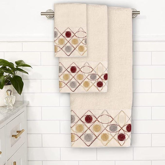 Zahari Home Sedona Modern Bathroom Towel Set - 3 Piece Luxury Towel Set - Beige - ModernBath