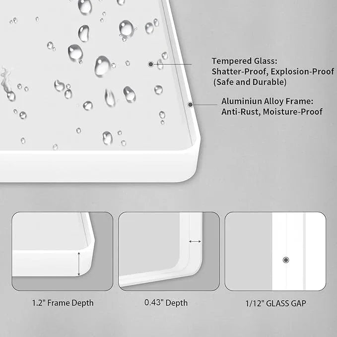LOAAO 60x36 Inch White Metal Framed Bathroom Mirror for Wall, White Bathroom Vanity Mirror Farmhouse, Large Rounded Rectangle Mirror, Anti-Rust, Tempered Glass, Hangs Horizontally or Vertically - ModernBath
