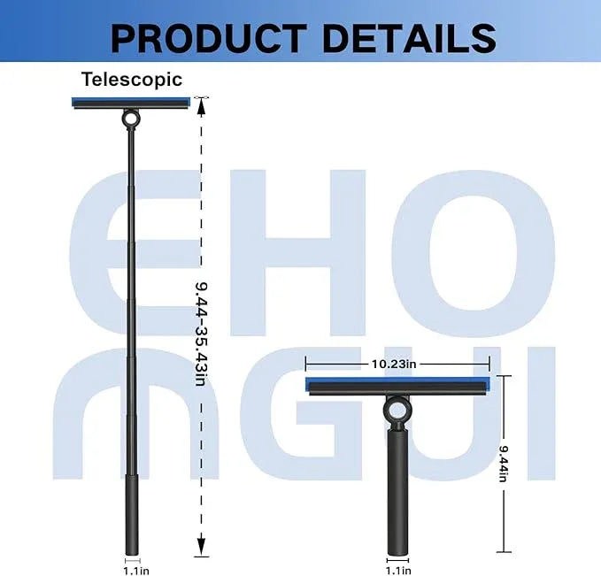 EHOMGUI Shower Squeegee for Glass Doors, Squeegee with Long Handle, Telescoping Squeegee for Shower, Extendable Window Cleaner Tool for Car Windows, Tile Walls, Sliding Door, Shower Glass Door - ModernBath
