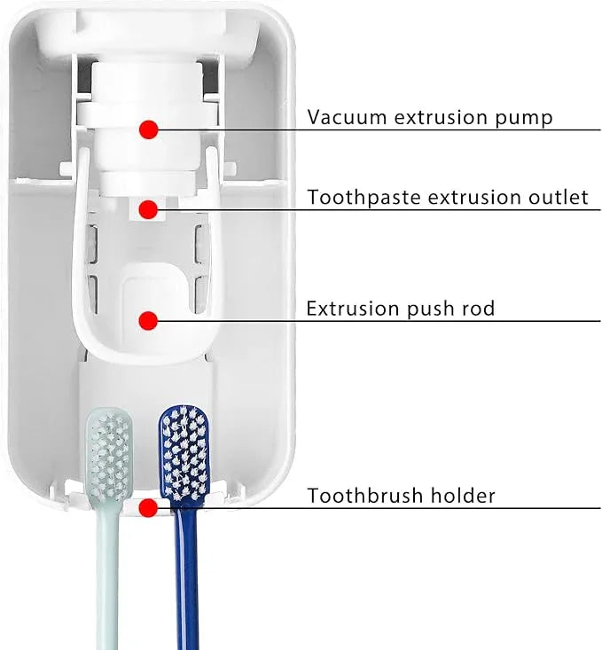 2 Slot Toothbrush Holder and Toothpaste Dispenser Wall Mounted, Automatic Toothpaste Squeezer, 2 in 1 Tooth Brush Toothpaste Organizer for Shower (Grey 2Pack) - ModernBath
