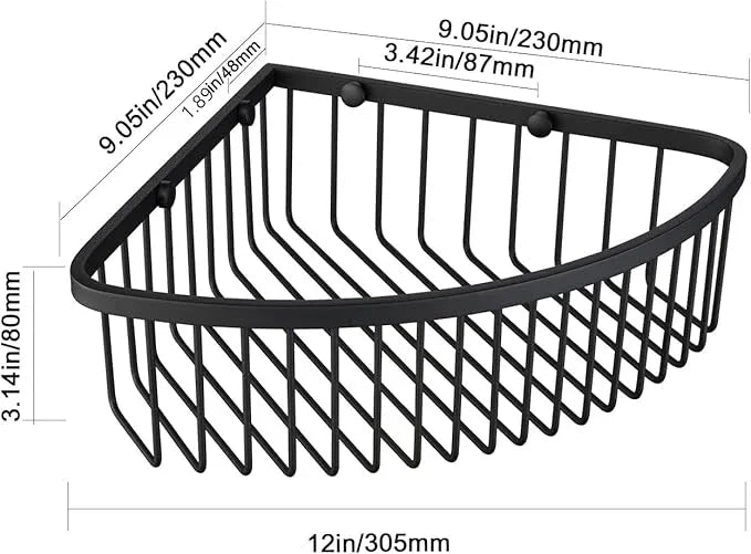 Bathroom Shower Caddy Corner Shelf Basket, Ultra Sturdy Rust-Proof Stainless Steel Shelf Organizer, Wall Mounted Storage Rack, Matte Black - ModernBath