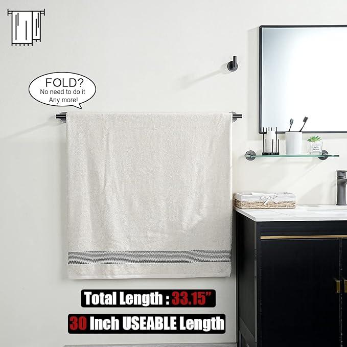 JQK Oil Rubbed Bronze Towel Bar, 33 Inch 304 Stainless Steel Thicken 0.8mm Towel Rack Bathroom, Towel Holder ORB Wall Mount, Useable Length 30 Inch, TB110L30-ORB - ModernBath