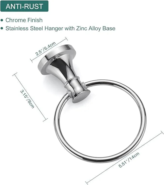 Hoimpro Polished Chrome Towel Ring Toilet Paper Holder Set, 2 PCS Wall Mounted Bathroom Hardware Fixture Toilet Roll Tissue Holder, Hand Towel Bar Towel Rack Bathroom Accessories Set - ModernBath