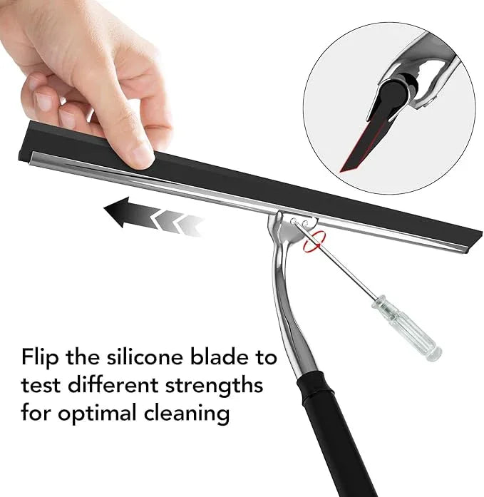 Shower Squeegee with Long Handle, 15-51" Telescopic Squeegee for Window Cleaning, Window Squeegee for Glass Doors, Extendable Window Cleaner Tool for Tile Walls, Sliding Door, Floor, Car Windshield - ModernBath