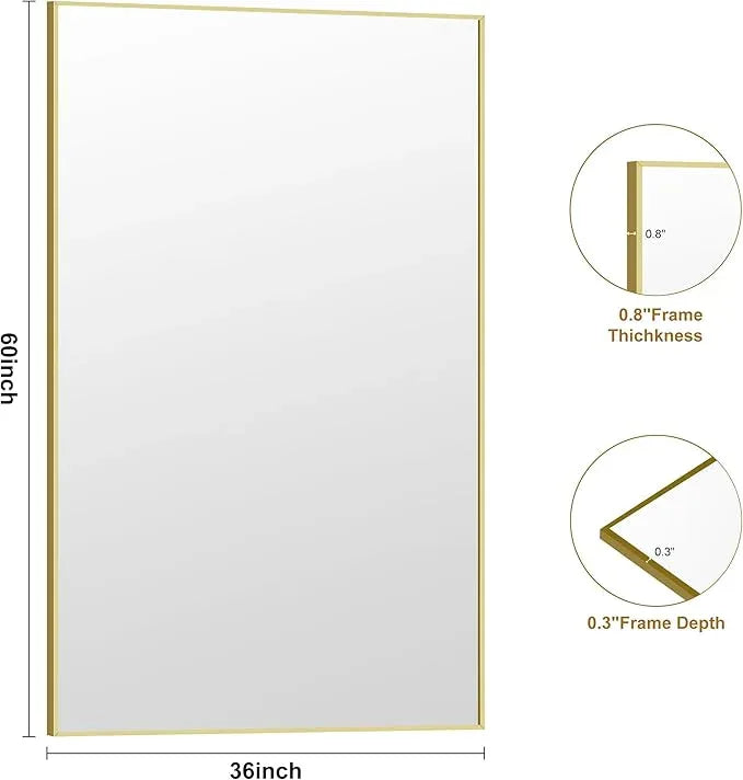 KOCUUY Large Gold Bathroom Mirror, 60x36 inch Rectangular Mirror for Bathroom Sink, Oversized Wall Mirror with Metal Gold Frame for Living Room, Farmhouse, Entryway, Hang Horizontal/Vertical - ModernBath