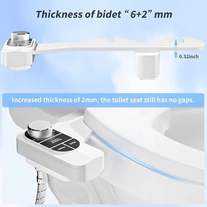 SAMODRA Non-Electric Bidet - Self Cleaning Dual Nozzle (Frontal and Rear Wash) Fresh Water Bidet Toilet Seat Attachment with Independent Adjustable Water Pressure (Classic Black/Silver) - ModernBath