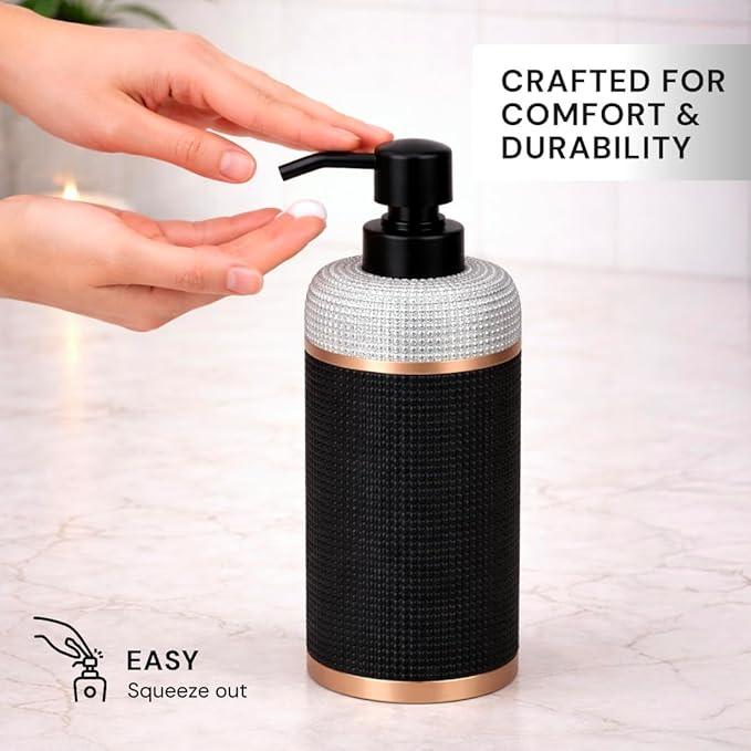 Decozen Bathroom Accessories Set 6Pcs – Soap Dispenser, Toothbrush Holder, Tumbler, Soap Dish & Cotton Swab Jar – Modern Bathroom Decor, Bath Set for Christmas Decor, Seiler - ModernBath