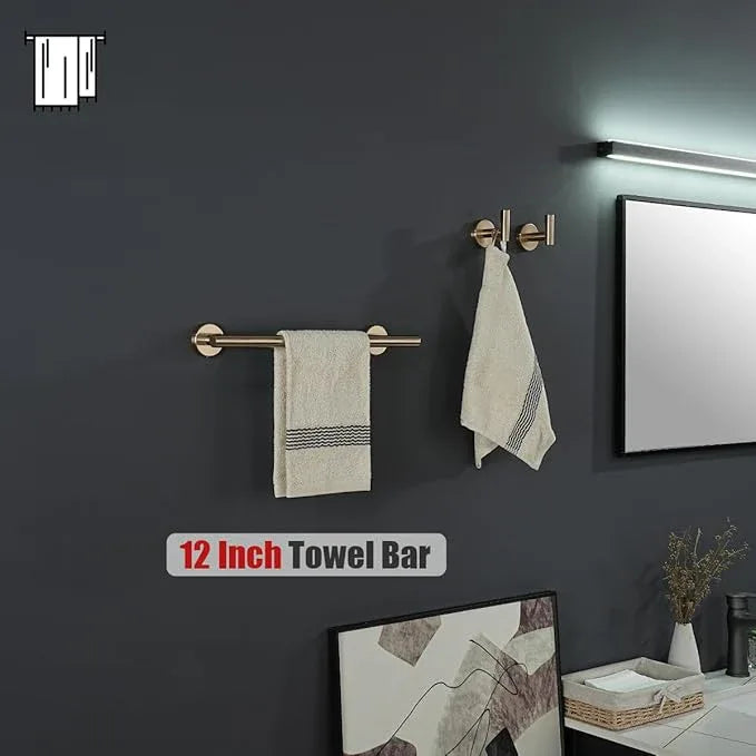 JQK Champagne Bronze Towel Bar, 15 Inch 304 Stainless Steel Thicken 0.8mm Towel Rack Bathroom, Towel Holder Wall Mount, Useable Length 12 Inch, TB110L12-CB - ModernBath