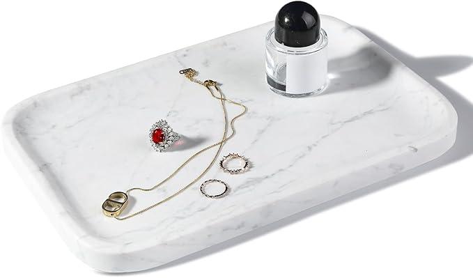 Statuario Marble Vanity Tray - Decorative Organizer for Bathroom Countertop, Dresser, Kitchen Sink - ModernBath