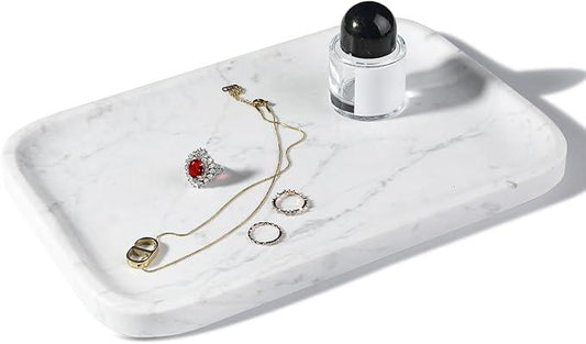 Statuario Marble Vanity Tray - Decorative Organizer for Bathroom Countertop, Dresser, Kitchen Sink - ModernBath