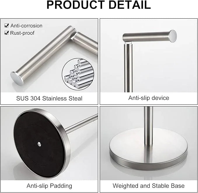 BGL Toilet Paper Holder Brushed Nickel 2 Pack Standing On Floor, Tissue Holder with Reserve Storage Paper Rolls, Free Standing Toilet Paper Holder - ModernBath