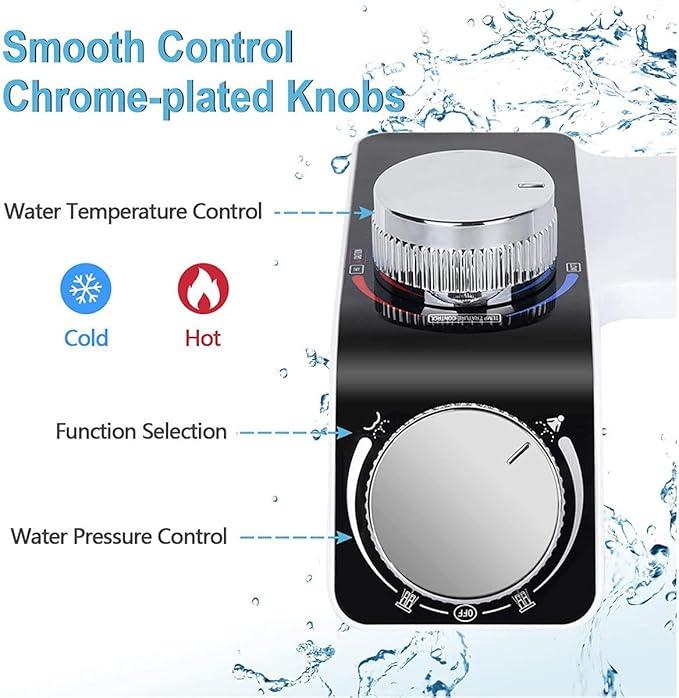 Self-Cleaning Non-Electric Dual Nozzle Bidet Attachment for Toilet Seat with Warm Water Jet Spray for Toilet Bathroom Bidet Toilet Sprayer Adjustable Water Pressure, Rear and Feminine Wash - ModernBath