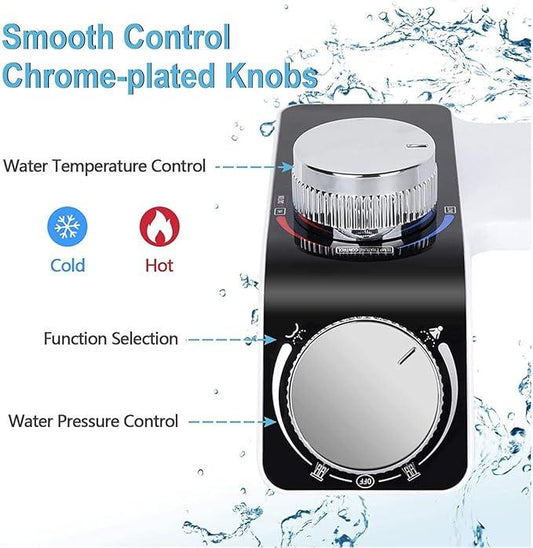 Self-Cleaning Non-Electric Dual Nozzle Bidet Attachment for Toilet Seat with Warm Water Jet Spray for Toilet Bathroom Bidet Toilet Sprayer Adjustable Water Pressure, Rear and Feminine Wash - ModernBath