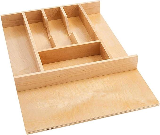 Rev-A-Shelf Trim-to-Fit Silverware Drawer Organizer For Kitchen Utensil Cutlery Cabinet Storage, Natural Maple Wood 7 Compartment Tray Insert 4WCT-1SH - ModernBath