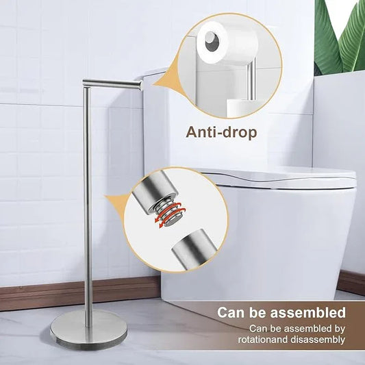 Toilet Paper Holder Stand, Chrome 304 Stainless Steel,Free Standing for Bathroom,Weighted Base - ModernBath