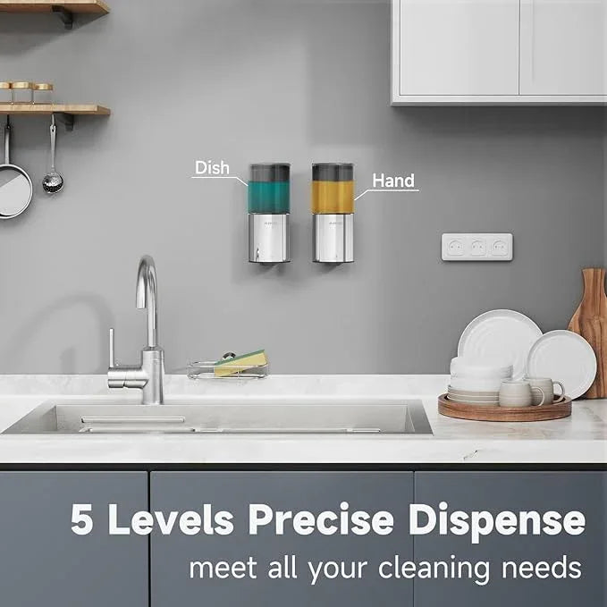 AIKE Automatic Wall Mount Liquid Soap Dispenser for Home and Commercial Bathroom 13.5oz IPX7 Waterproof,Polished Stainless Steel - ModernBath