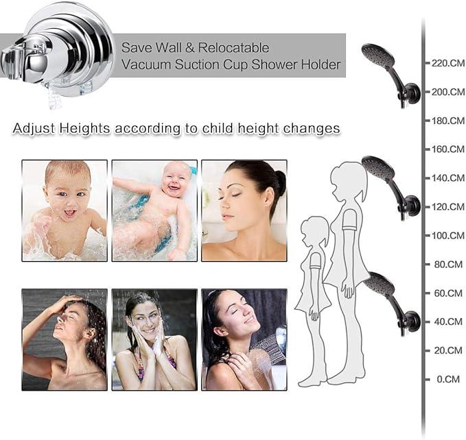 [2 Pack] Suction Cup Shower Head Holder for Elderly, Removeable Showerhead Holder for Minors, Adjustable Hand held Shower Head Holder, No Drilling Bathroom & Bathtub Wall Mount Shower Hanger - ModernBath