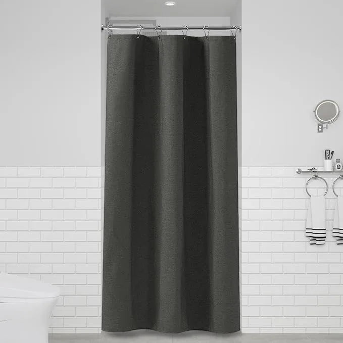 BTTN Stall Fabric Shower Curtain - 36x72 Inch Narrow Linen Cloth Heavy Duty Shower Curtain Set with 6 Plastic Hooks, Hotel Spa Luxury Half Waterproof Neutral Bath Curtains for Bathroom - Charcoal Grey - ModernBath