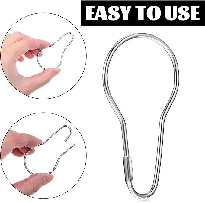 200 PCS Shower Curtain Hooks, Rust-Proof Metal Bathroom Curtain Rings for Bathroom Shower Rods Curtains（Silver） - ModernBath