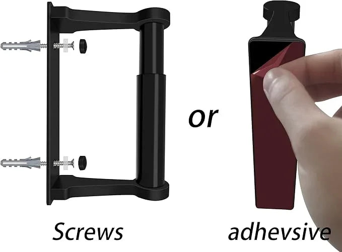 D&Joy Bathroom Toilet Paper Holder, Matte Black Wall Mount Toilet Paper Roll Holder with Spring Loaded Roller, Aluminum Self-Adhesive Toilet Tissue Holder 5-inch TP Holder for Bathroom Kitchen - ModernBath