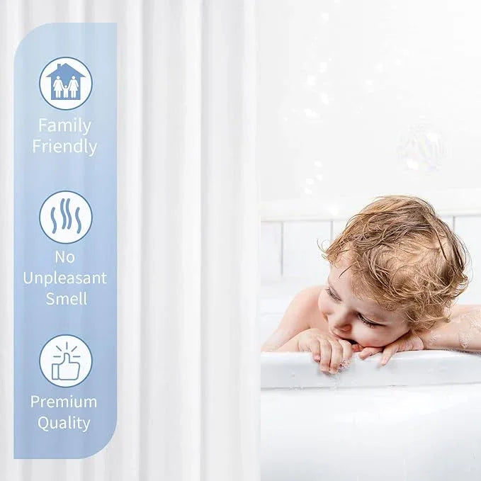 Gibelle Extra Long Shower Curtain Liner 72 x 84 Inches, White Shower Curtain Liner, Washable Waterproof Fabric Bathroom Shower Curtain - ModernBath