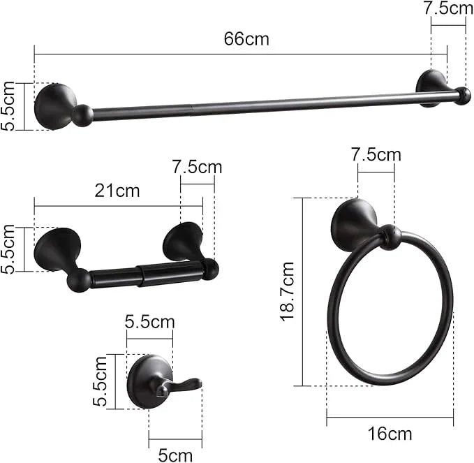 BGL Bathroom Hardware Set Matte Black Adjustable Expandable Bath Towel Bars Bathroom Accessory Set Towel Racks 8-Pieces Wall Mount - ModernBath