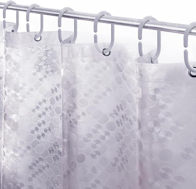 LiBa PEVA Shower Curtain Liner with 12 Plastic Rings, 8G Waterproof Shower Liner, 72x72 Inch Clear Shower Curtain with Magnets, Weighted Bathroom, 3D Clear Bubbles Pattern - ModernBath