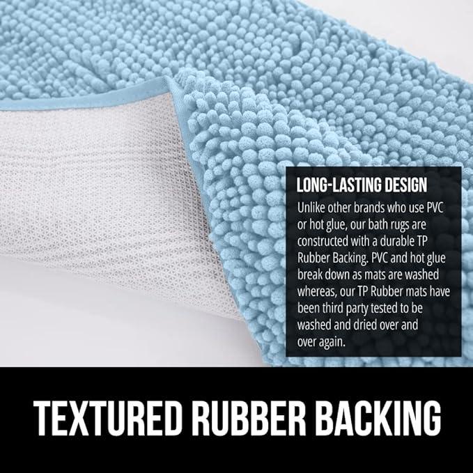 GORILLA GRIP Bathroom Rug Sets, Soft Chenille 2 Piece Area Rugs Set, Toilet Base Mat and 30x20 Carpet, Absorbent Microfiber Washable Mats Dry Quickly, Home Décor and Bath Room Accessories, Sky - ModernBath