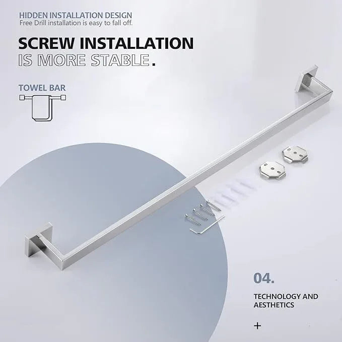 KOKOSIRI 36-Inch Single Towel Bar, Bathroom Kitchen Towel Holder, Wall Mounted SUS304 Stainless Steel Towel Rack, Polished Chrome, B4003CH-L36 - ModernBath