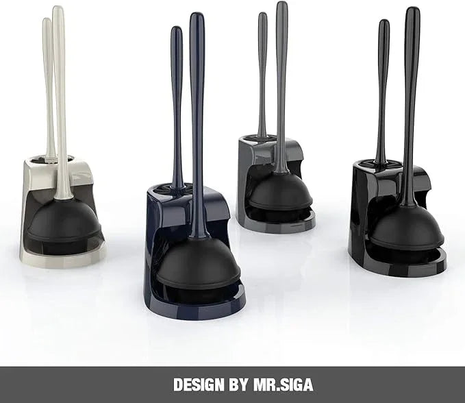 MR.SIGA Toilet Plunger and Bowl Brush Combo for Bathroom Cleaning, Black, 2 Sets - ModernBath