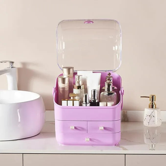 Large Makeup Organizer w Drawers Beauty Organizer Makeup Box Holder Vanity Organization Desk Countertop MakeUp Organizers Bathroom Counter Organizer Skincare Cosmetic Case Stand Dustproof Lid Gift - ModernBath