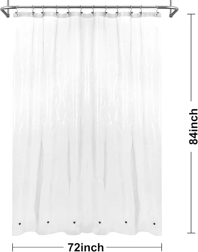 Barossa Design Extra-Long Shower Curtain with 84 inches Height (72x84),PEVA - Waterproof,Eco-Friendly, Non-Toxic, Odorless, PVC Free, Metal Grommets (Clear) - ModernBath
