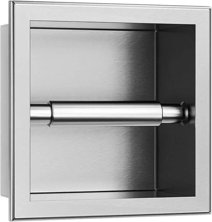 Toilet Paper Holder, in Wall Toilet Roll Holder for Bathroom Renovation, 304Stainless Steel Recessed Toilet Tissue Holder (Silver) - ModernBath