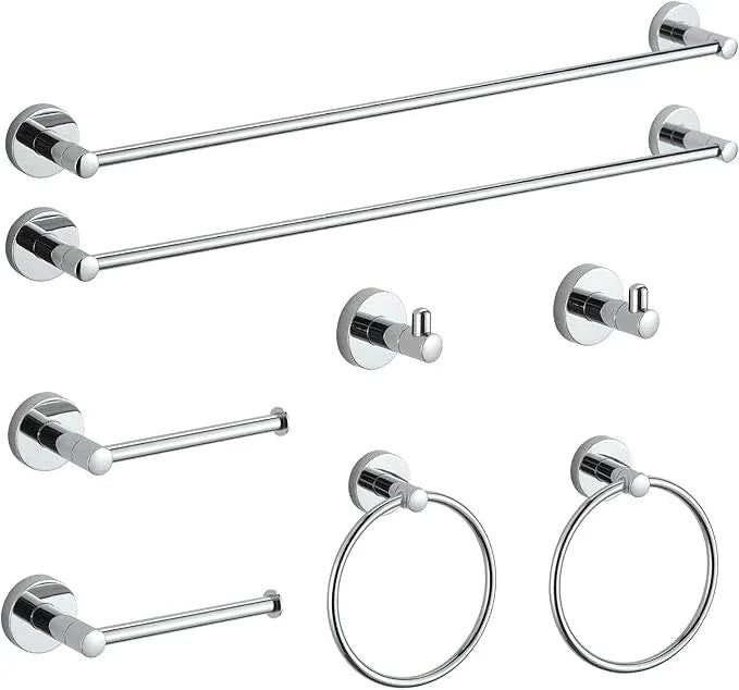 BGL Bathroom Hardware Set Chrome Bathroom Accessory Set Towel Bar 8 Pieces Set - ModernBath