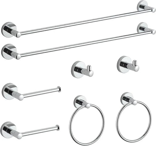 BGL Bathroom Hardware Set Chrome Bathroom Accessory Set Towel Bar 8 Pieces Set - ModernBath