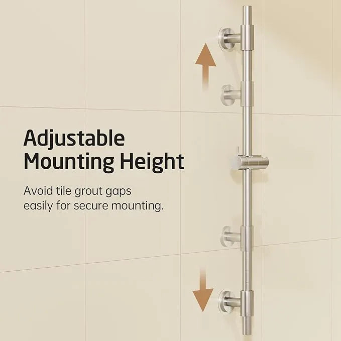 KES No Drill 30-Inch Shower Slide Bar with Adjustable Handheld Shower Head Holder, Self Adhesive, Universal Fit, SUS304 Brushed Stainless Steel Drill-Free for Bathroom, F209S78DF-BS - ModernBath