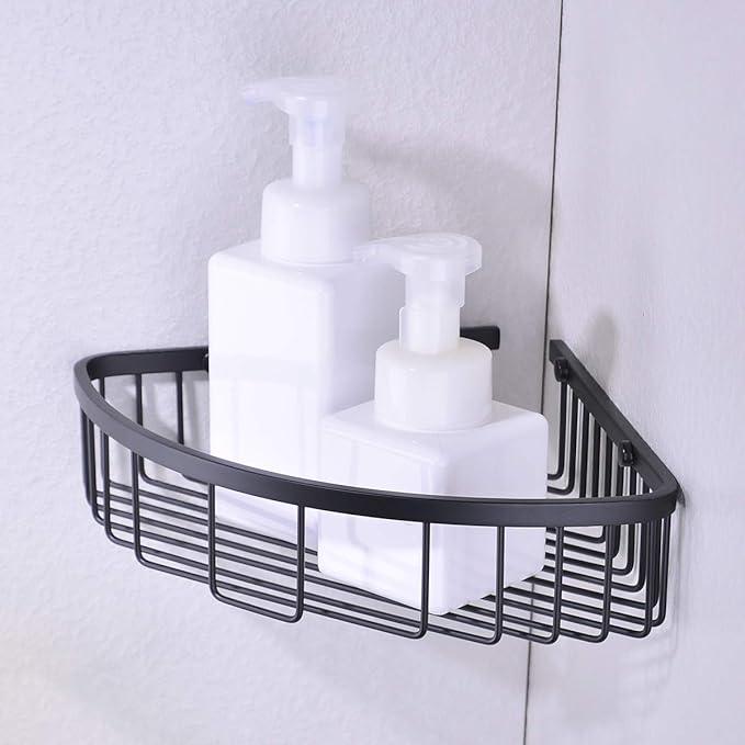 orhemus 304 Stainless Steel Shower Caddy Corner Basket Shelf Bathroom Organizer Wall Mounted Storage, Matte Black Plated Finish Heavy Duty - ModernBath