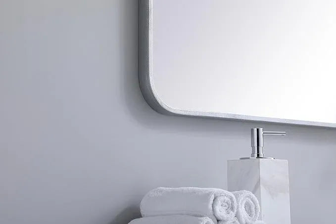 ARS Concepts Aura, Soft Corner Metal Rectangular Mirror 30X36 Inch in, Modern, Silver - ModernBath