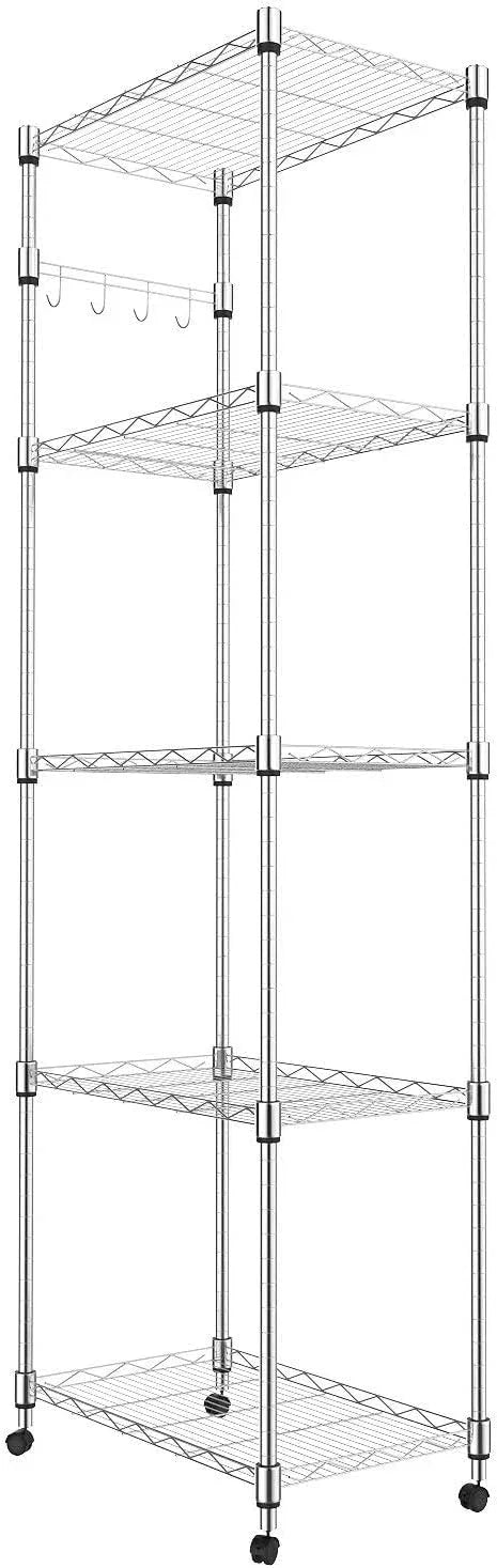 Homdox 5 Tier Steel Wire Shelving Unit on Wheels,Chrome Shelves for Garage Kitchen Living Room,Heavy Duty Shelving Rack, 23.2 x 13.8 x 72 inch (L x W x H) - ModernBath
