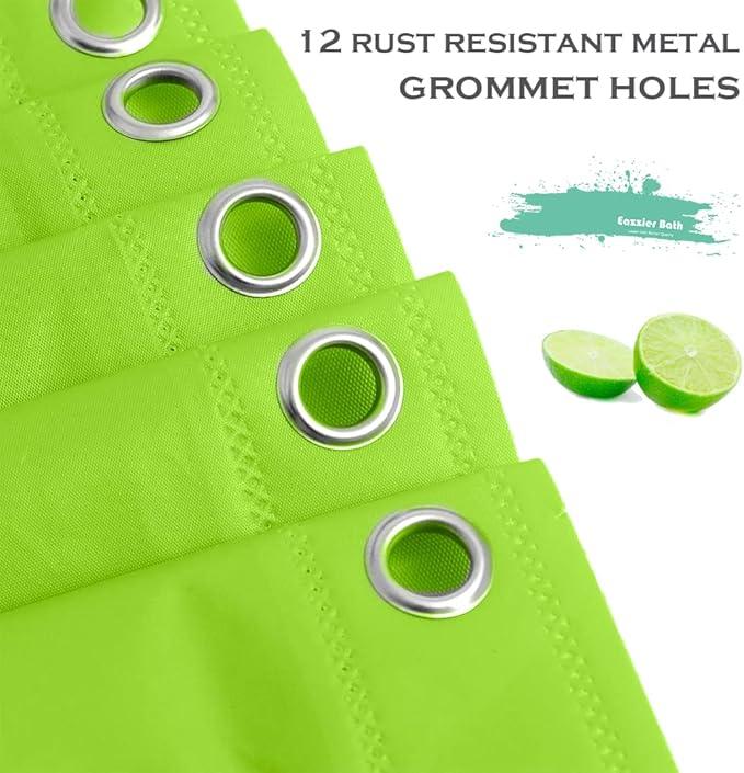 Eazzier Bath Lime Green Plastic Shower Curtain Or Liner, 72x72 Inch Lightweight Plastic Bathroom Shower Showroom Inner Curtain with Rustproof Metal Grommet Holes and Weighted Magnets - ModernBath
