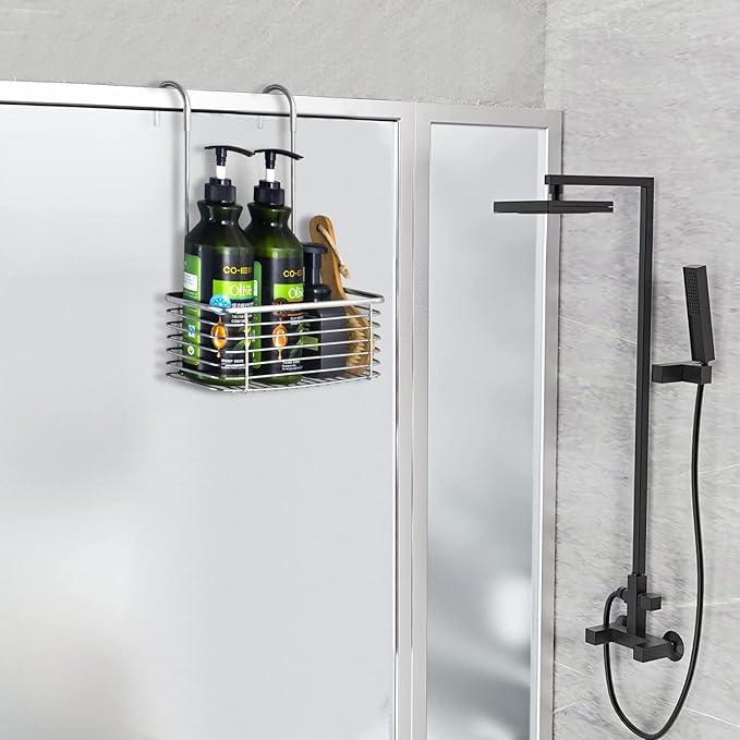 YQh hanging shower rack, bathroom storage rack, shampoo bracket, the back hook can be rotated, and can be hung on the faucet or Claw foot bathtubcross bar, 304 stainless steel rust proof and durable - ModernBath