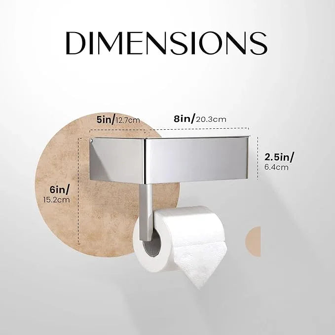 Day Moon™ Chrome Toilet Paper Holder with Shelf - Wipe Holder for Bathroom, Flushable Wipes Dispenser, Toilet Paper and Wipes Holder - ModernBath