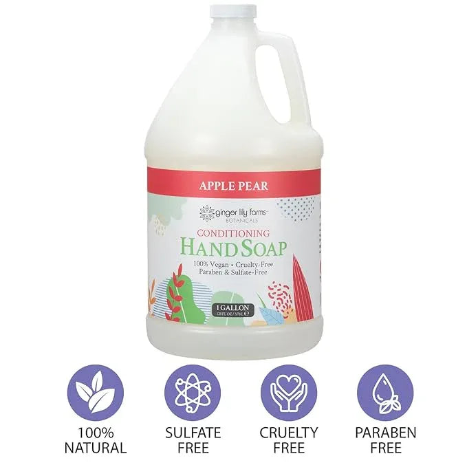 Ginger Lily Farms Botanicals All-Purpose Liquid Hand Soap Refill, 100% Vegan & Cruelty-Free, Apple Pear Scent, 1 Gallon (128 fl. oz.) - ModernBath